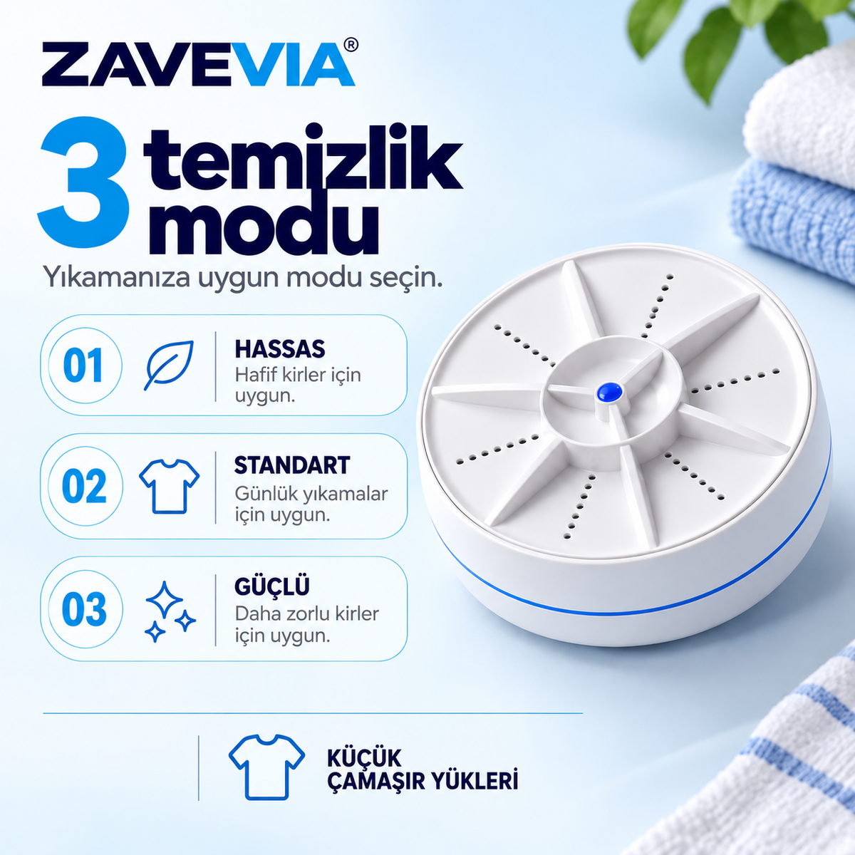 ZAVEVIA – Kompakt Taşınabilir Yıkama Makinesi